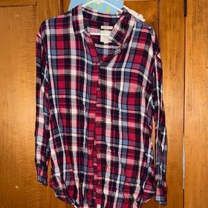 American Eagle Outfitters Oversized Plaid Top XL